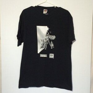 Star Wars Trilogy DVD Walmart Advertising T-Shirt Large Black Pre-Shrunk Cotton